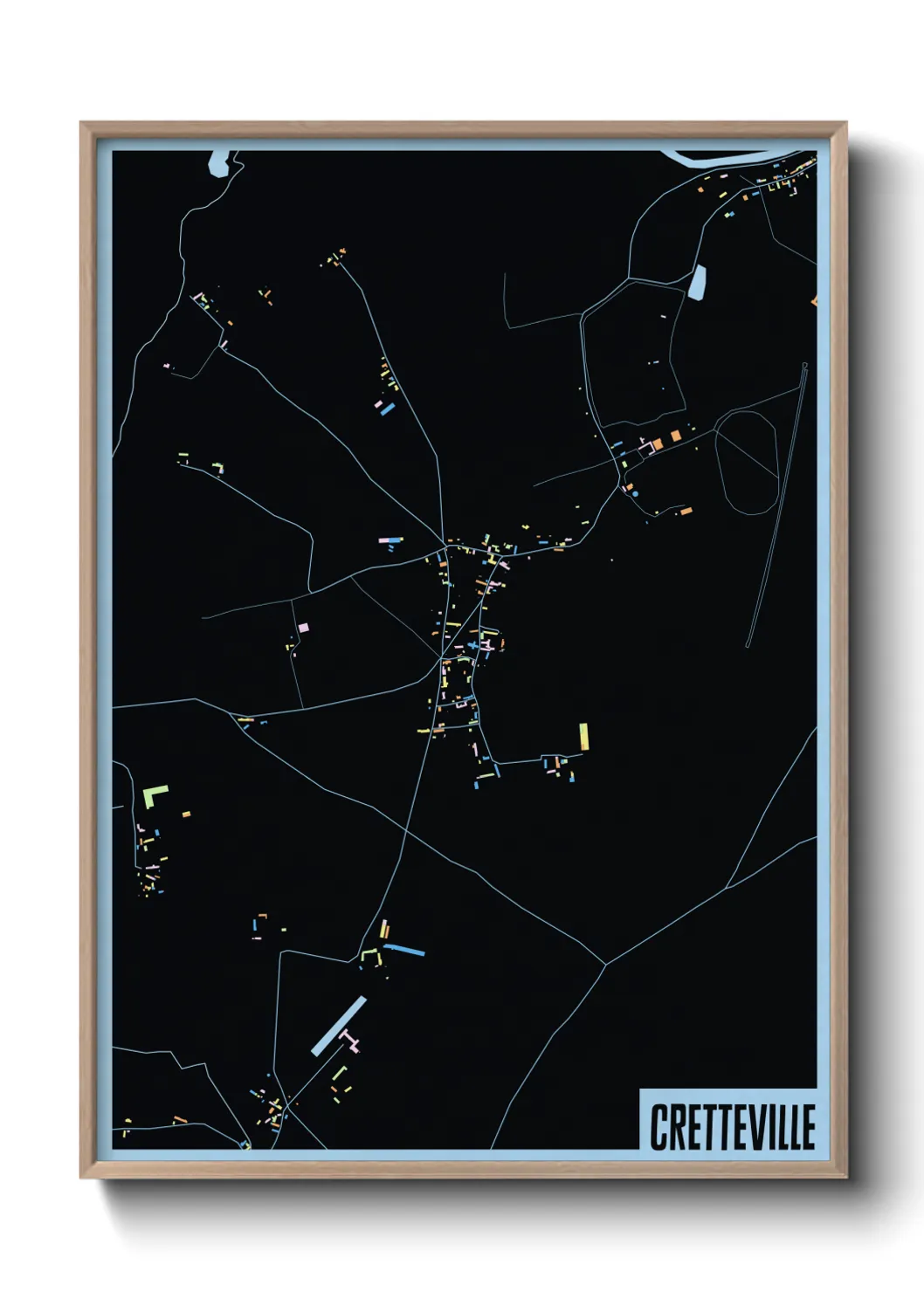 Une affiche de carte sur Cretteville