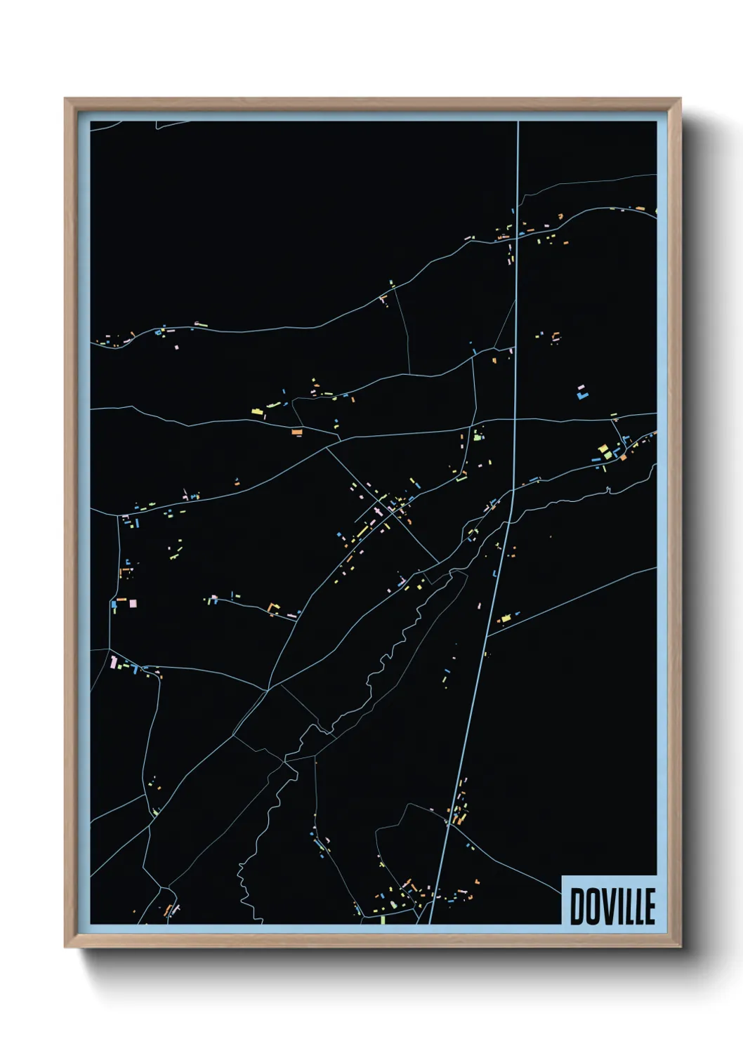 Une affiche de carte sur Doville