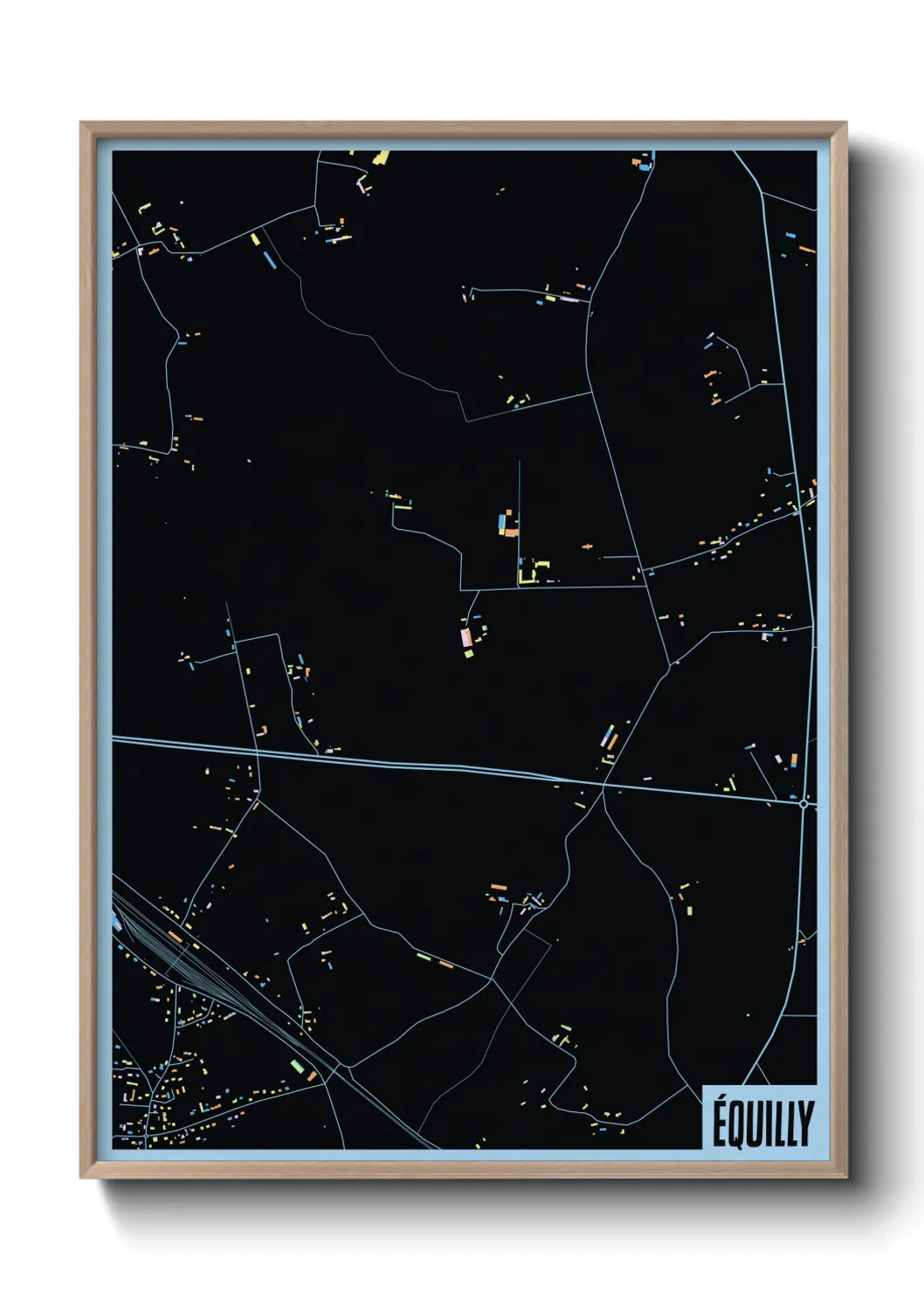 Une affiche de carte sur Équilly