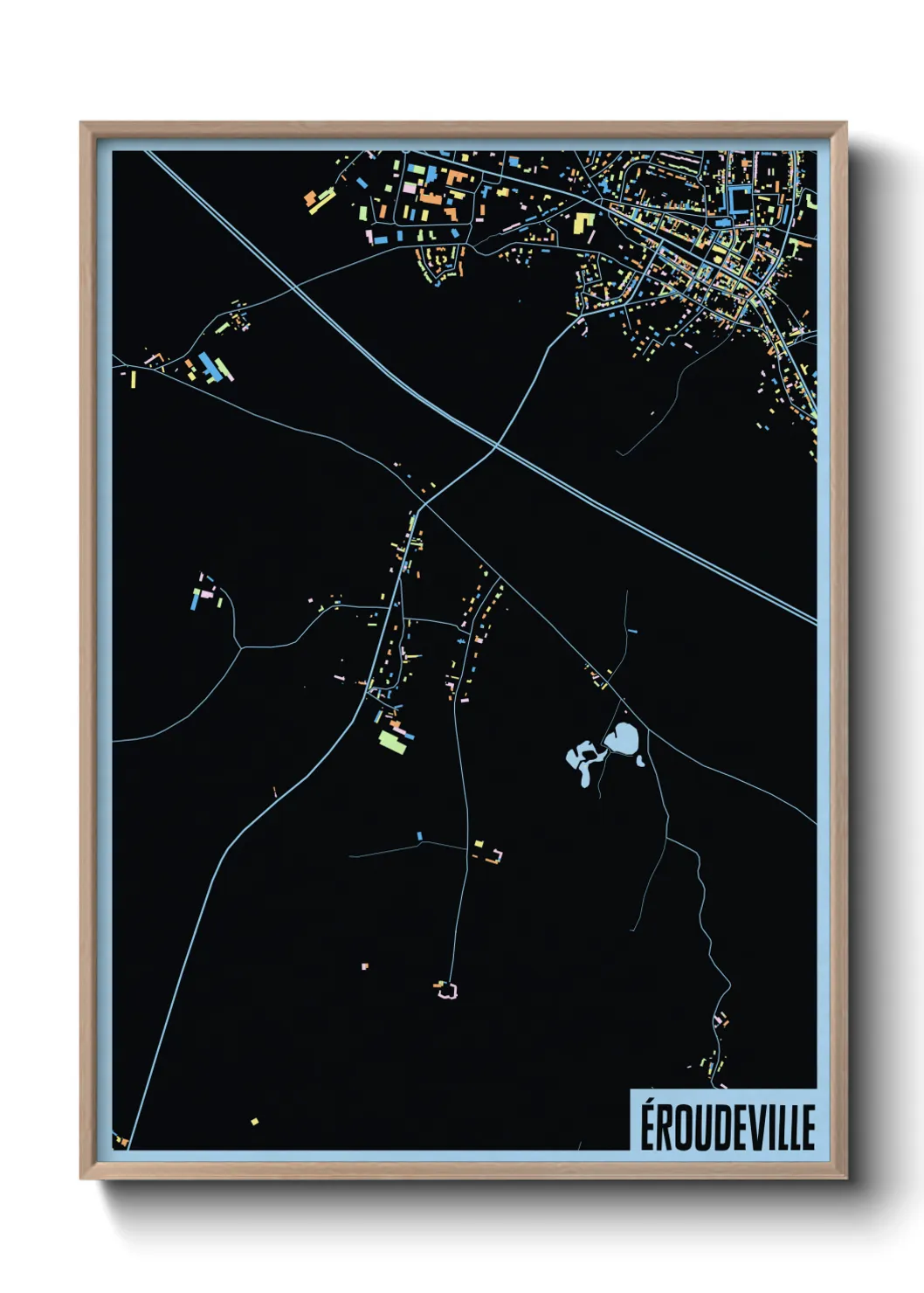 Une affiche de carte sur Éroudeville