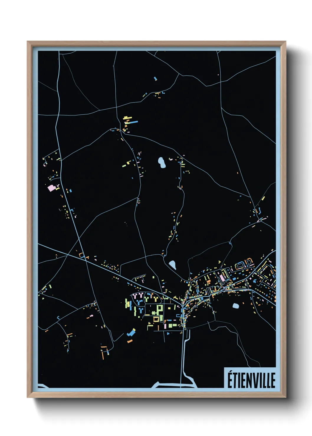 Une affiche de carte sur Étienville