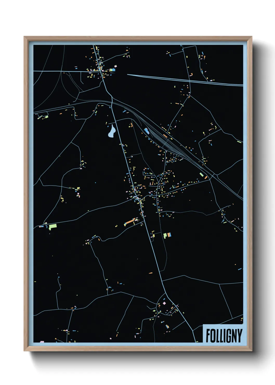 Une affiche de carte sur Folligny