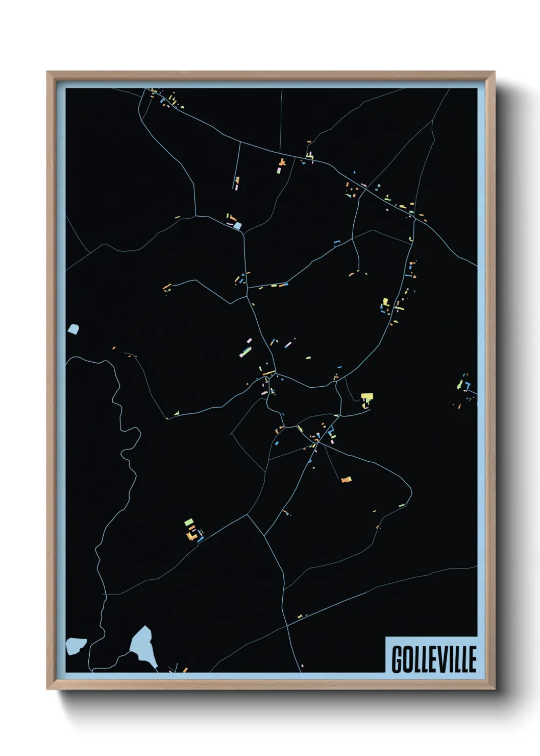 Une affiche de carte sur Golleville