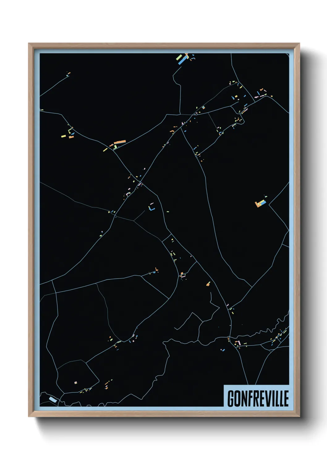 Une affiche de carte sur Gonfreville