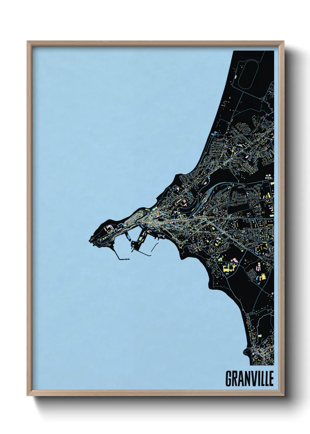 Une affiche de carte sur Granville