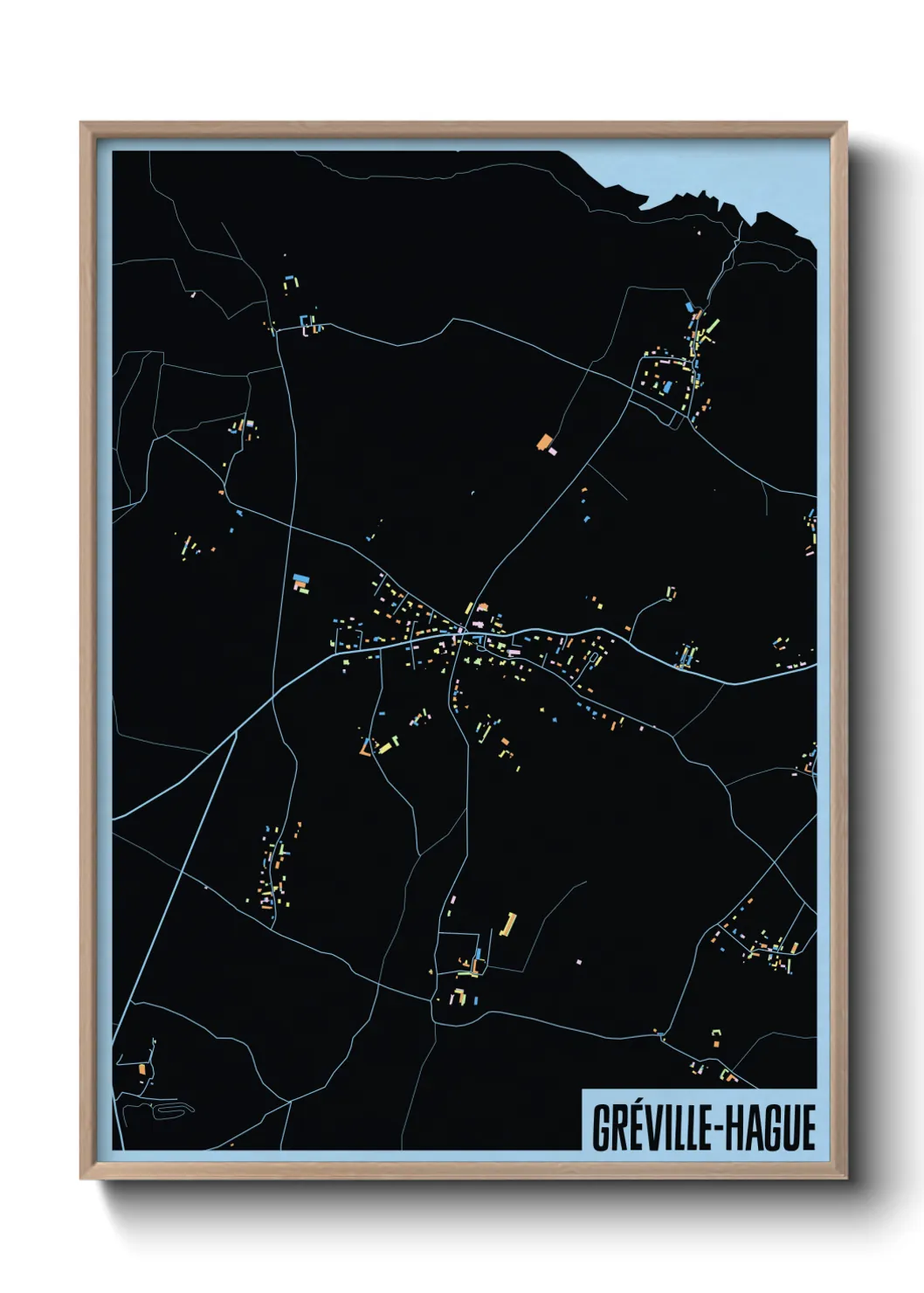 Une affiche de carte sur Gréville-Hague
