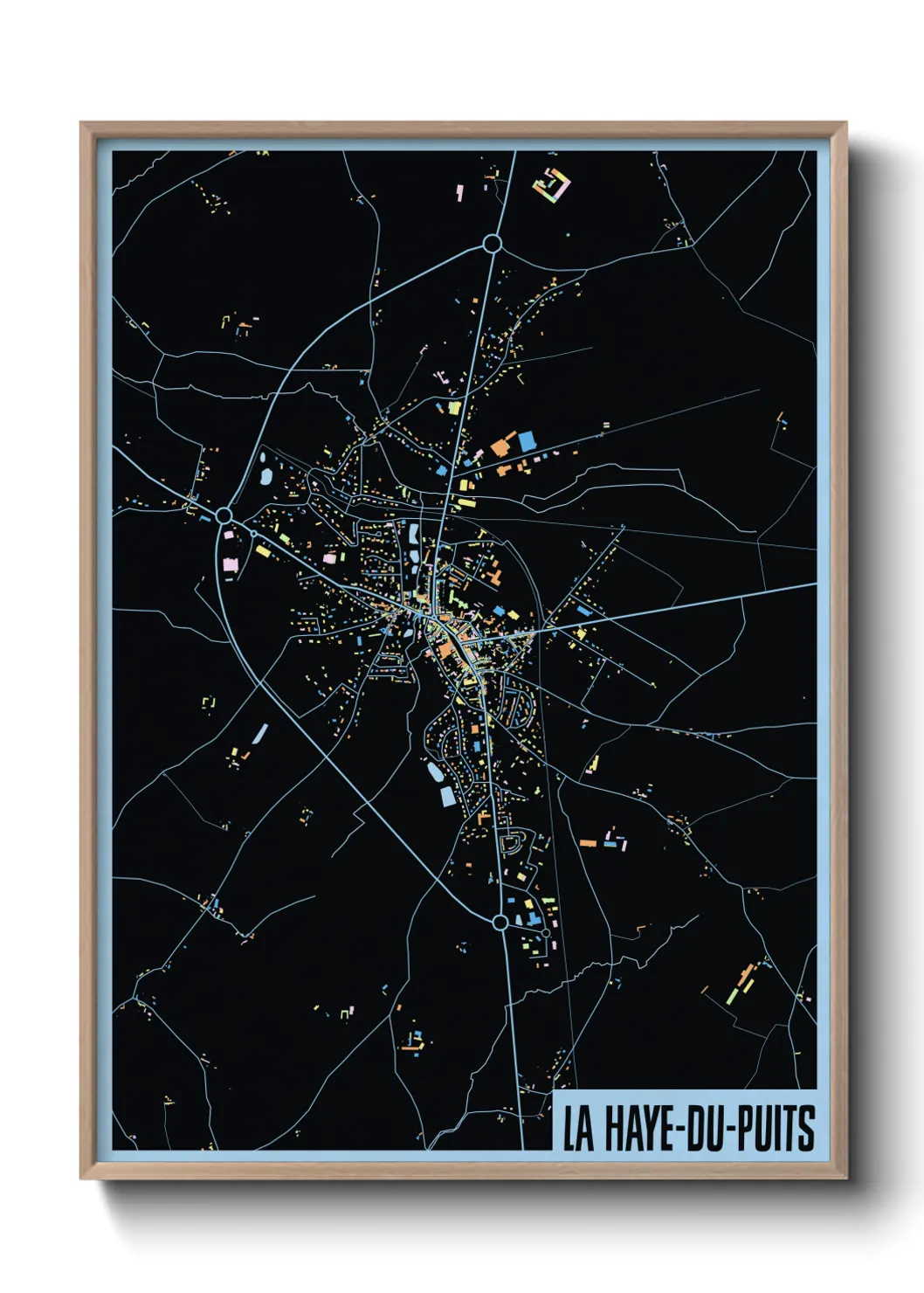 Une affiche de carte sur La Haye-du-Puits