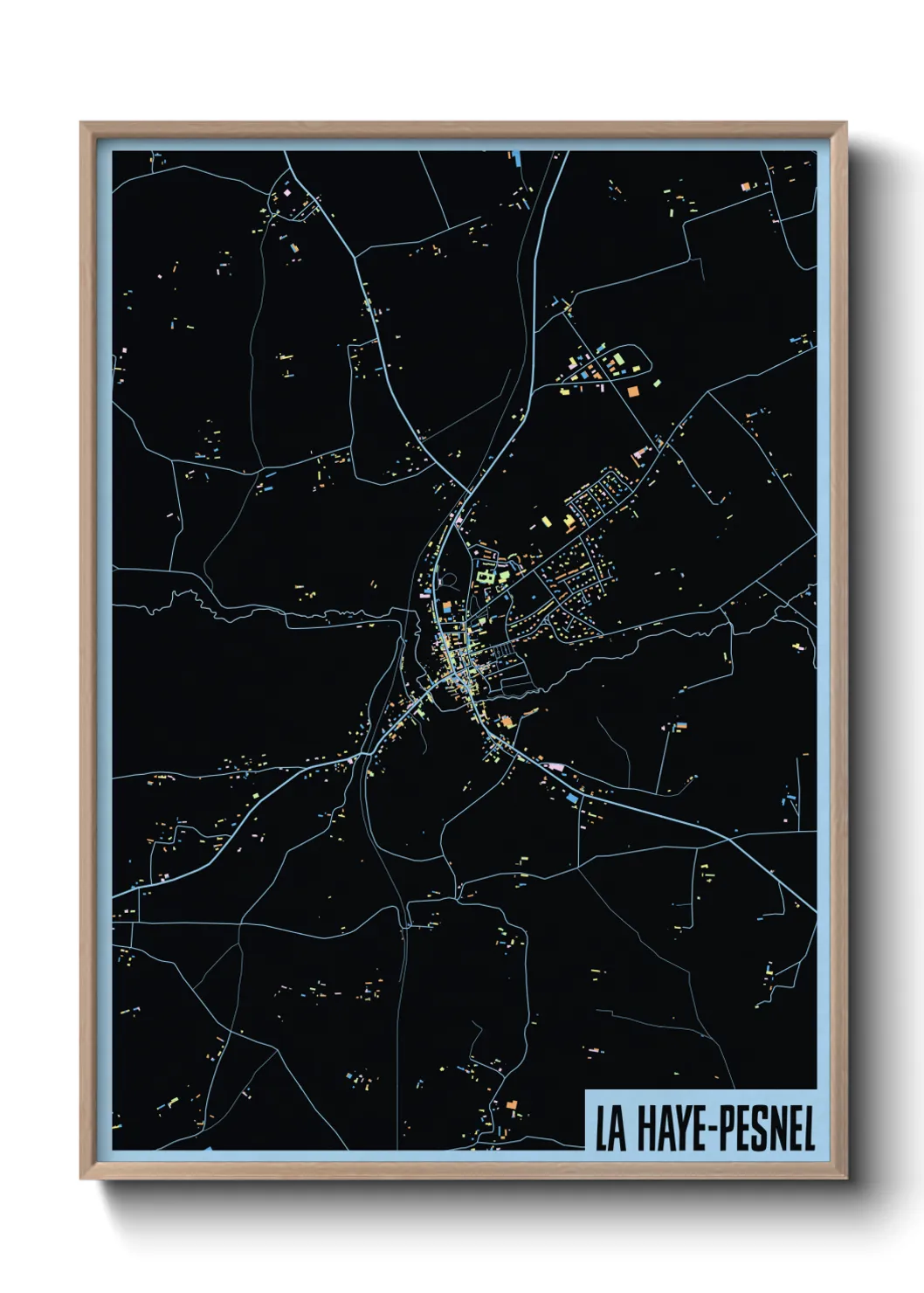 Une affiche de carte sur La Haye-Pesnel