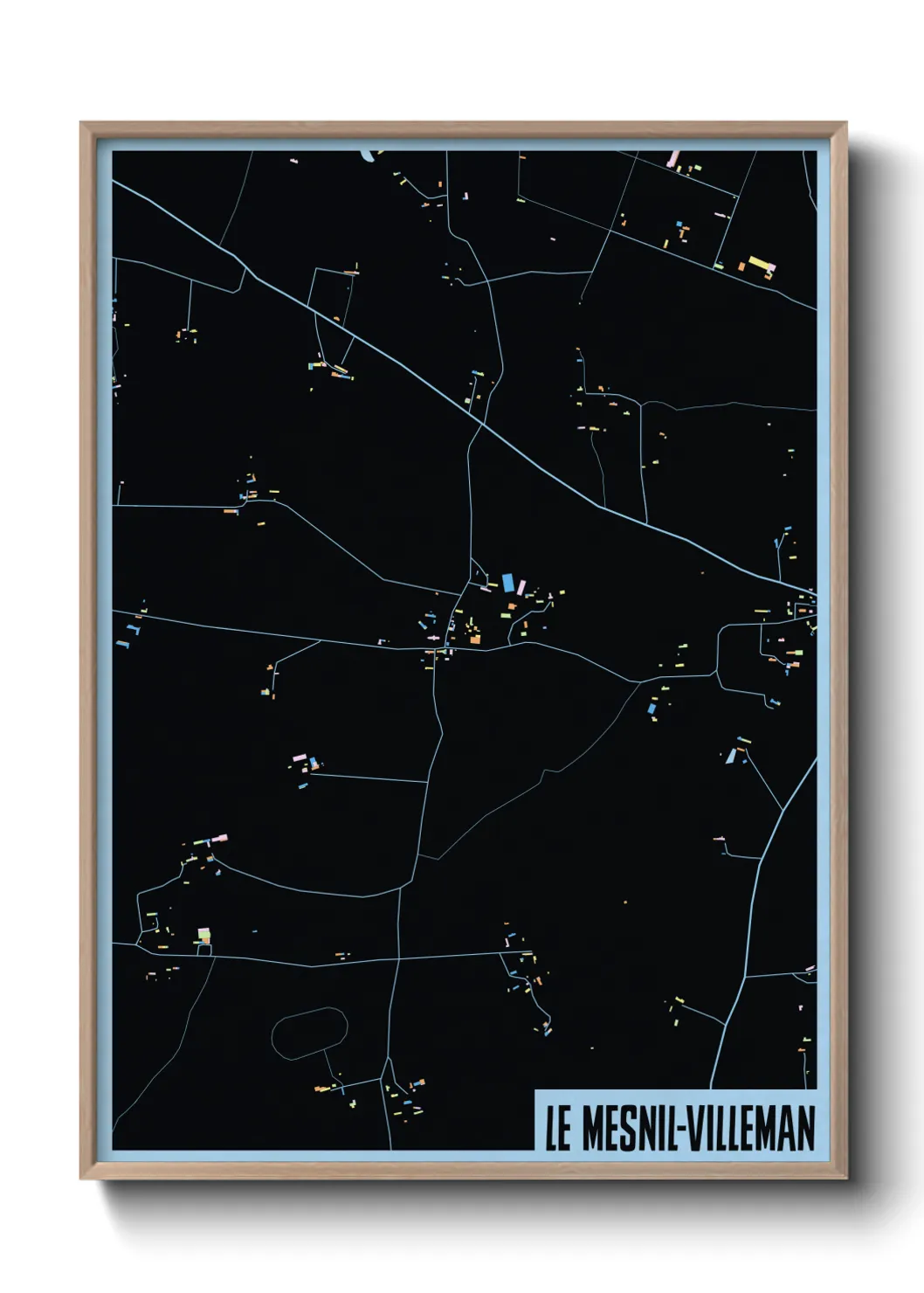 Une affiche de carte sur Le Mesnil-Villeman