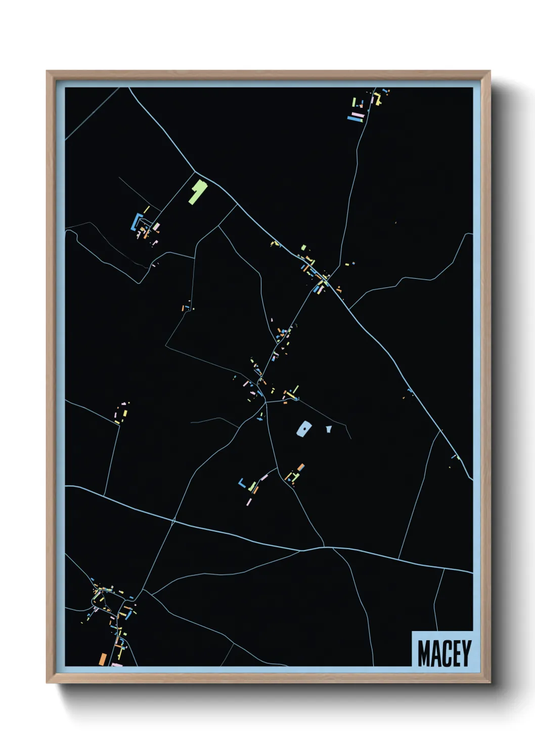 Une affiche de carte sur Macey