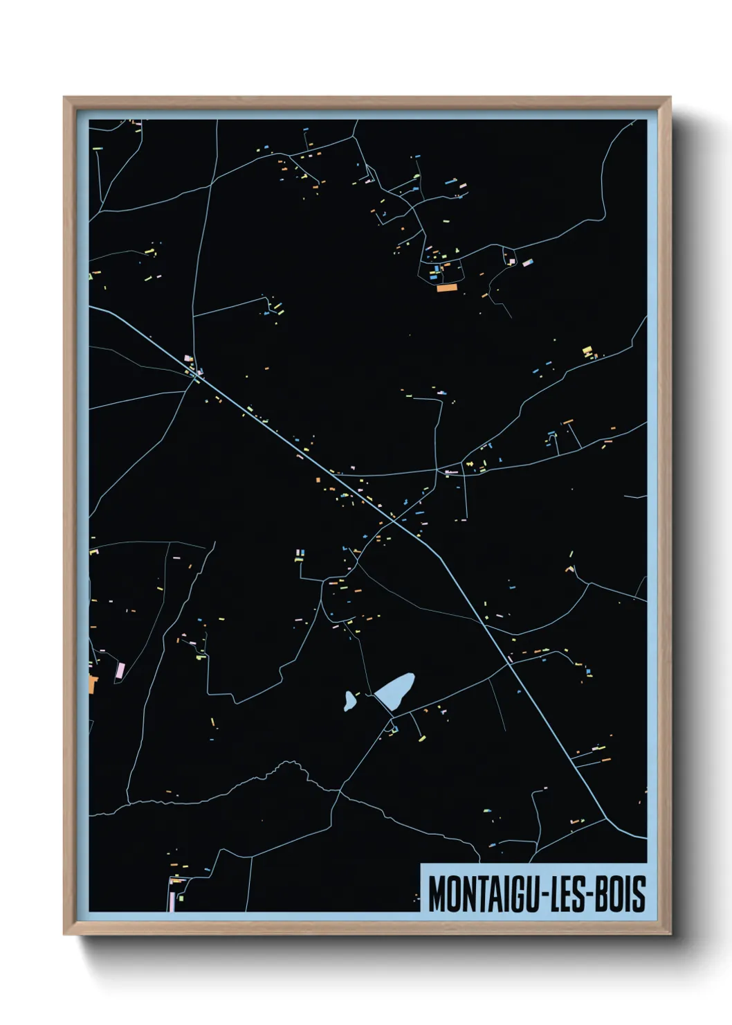 Une affiche de carte sur Montaigu-les-Bois