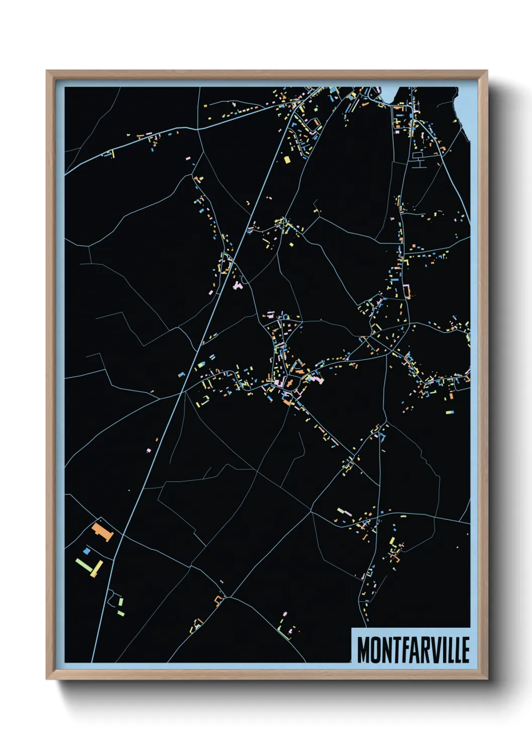 Une affiche de carte sur Montfarville