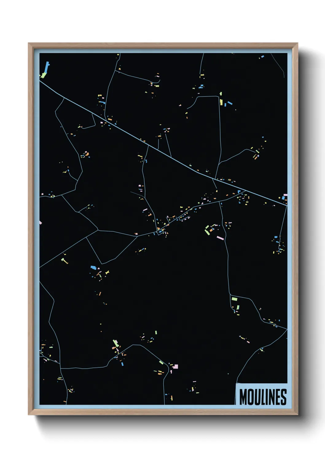 Une affiche de carte sur Moulines