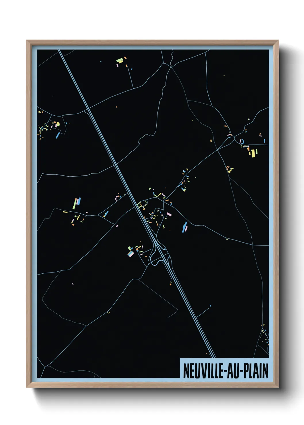 Une affiche de carte sur Neuville-au-Plain