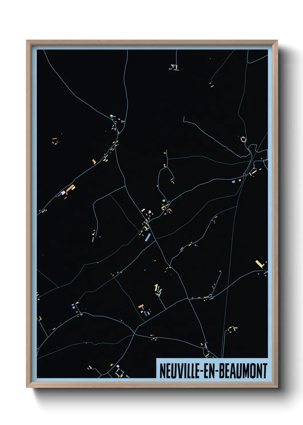 Une affiche de carte sur Neuville-en-Beaumont