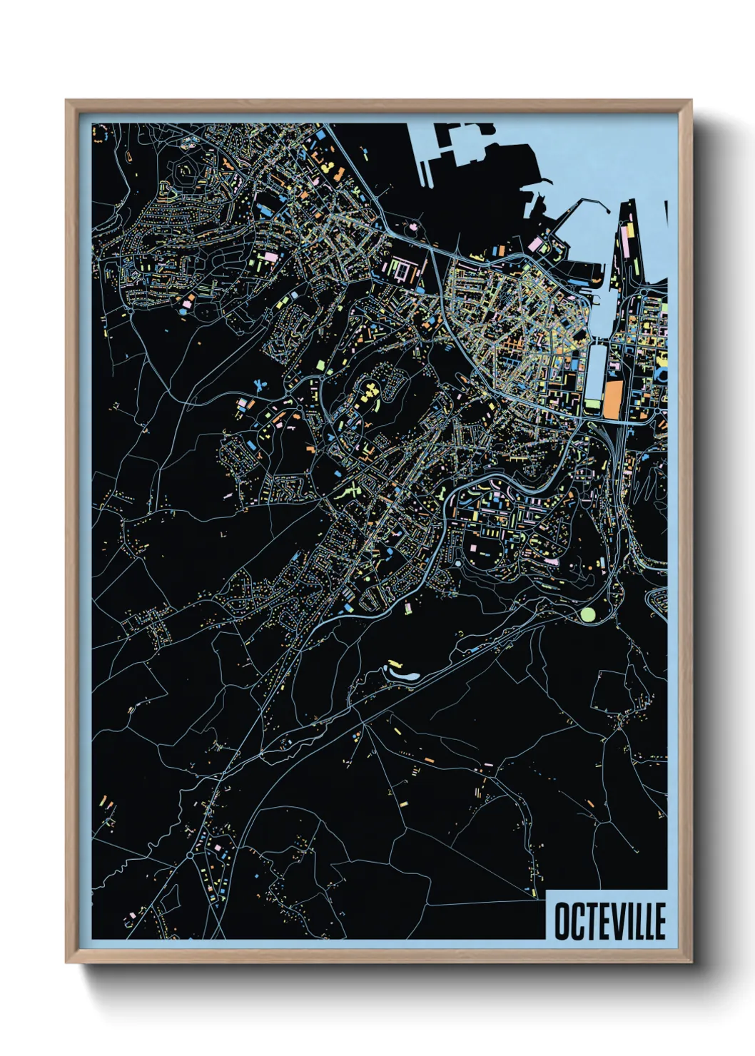 Une affiche de carte sur Octeville