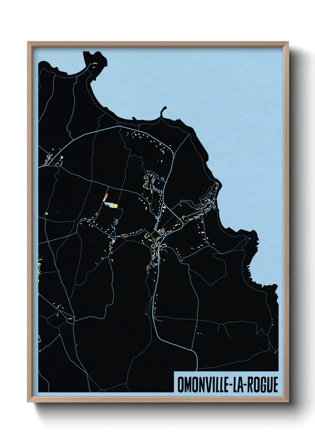Une affiche de carte sur Omonville-la-Rogue