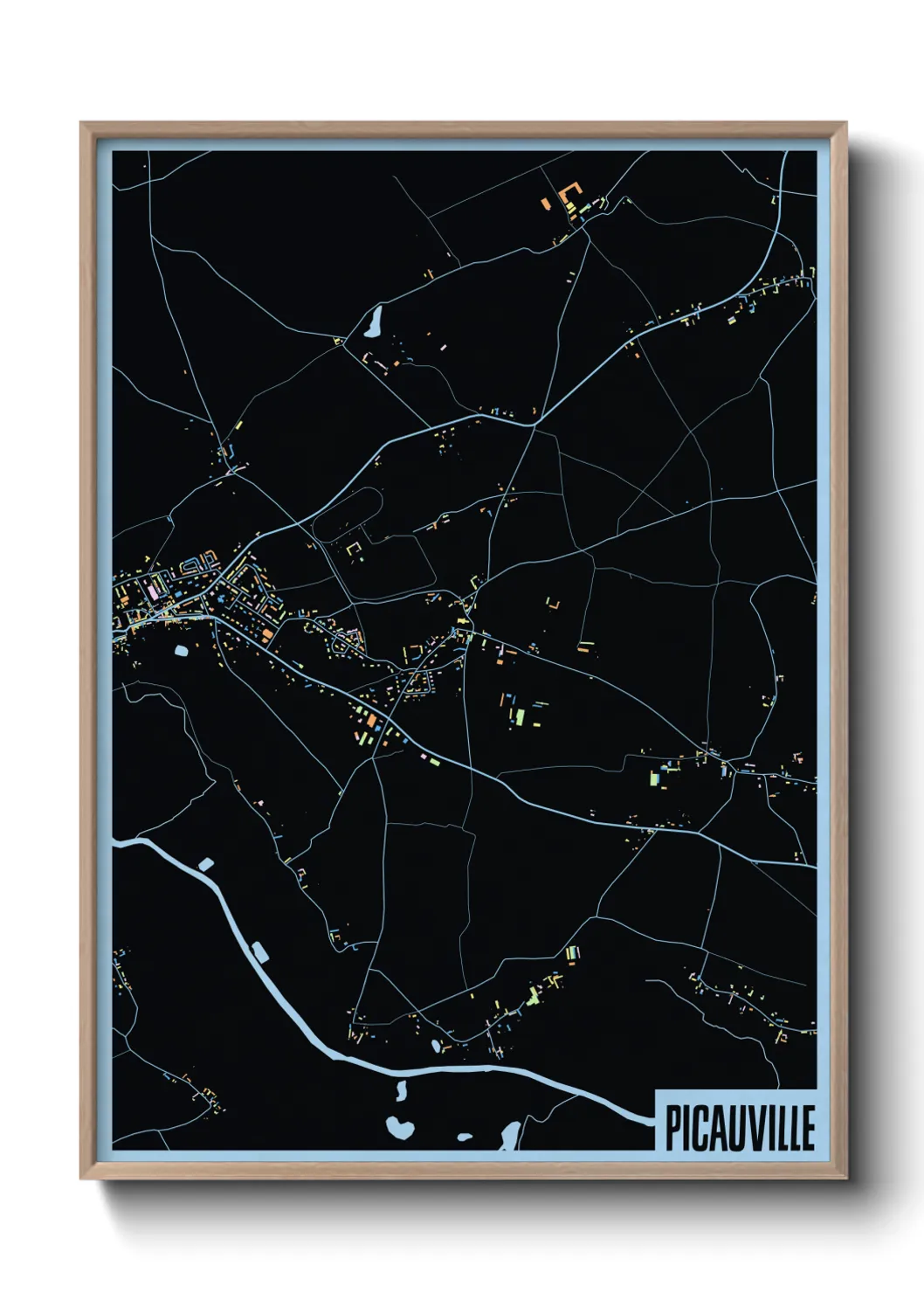 Une affiche de carte sur Picauville