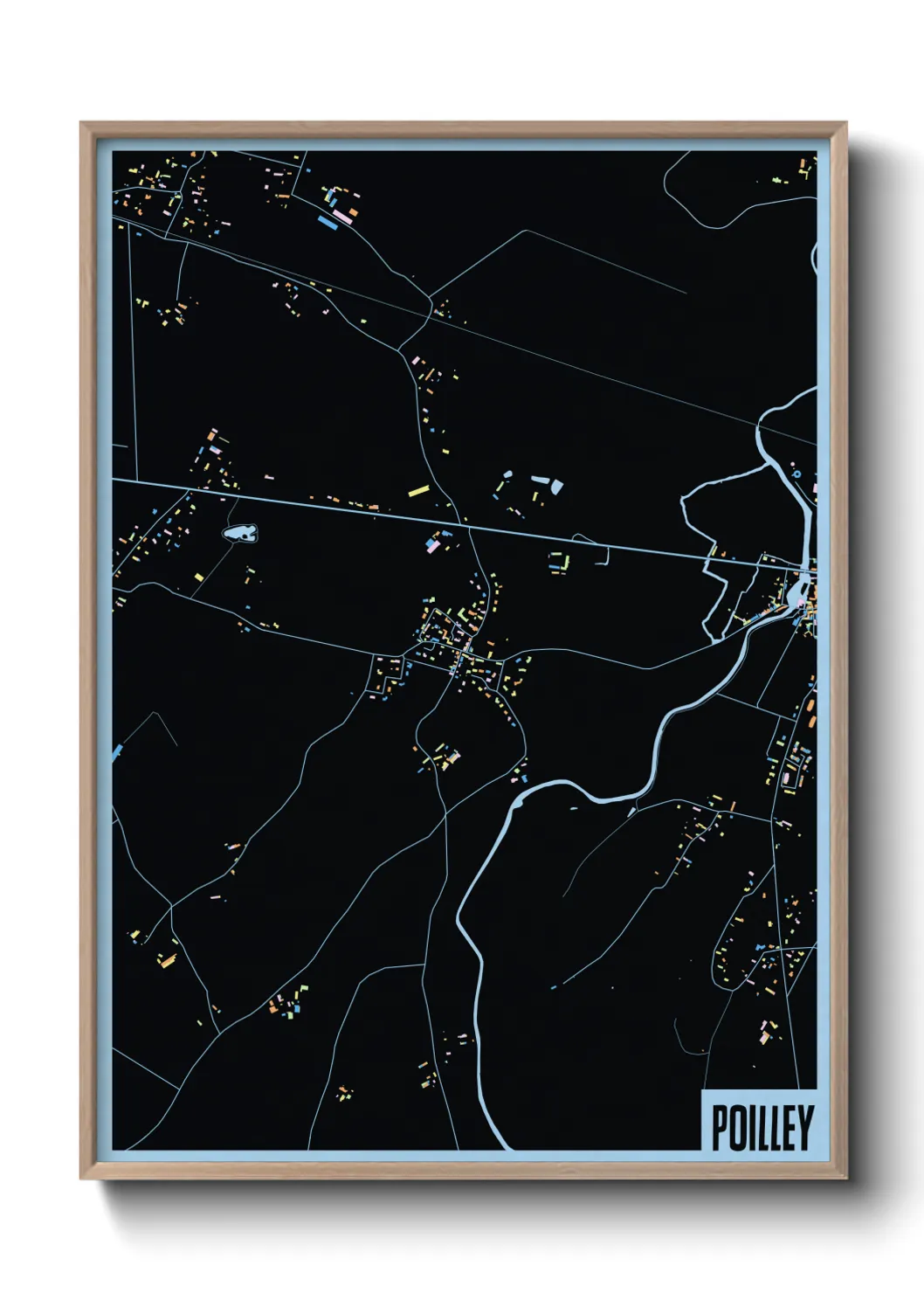 Une affiche de carte sur Poilley