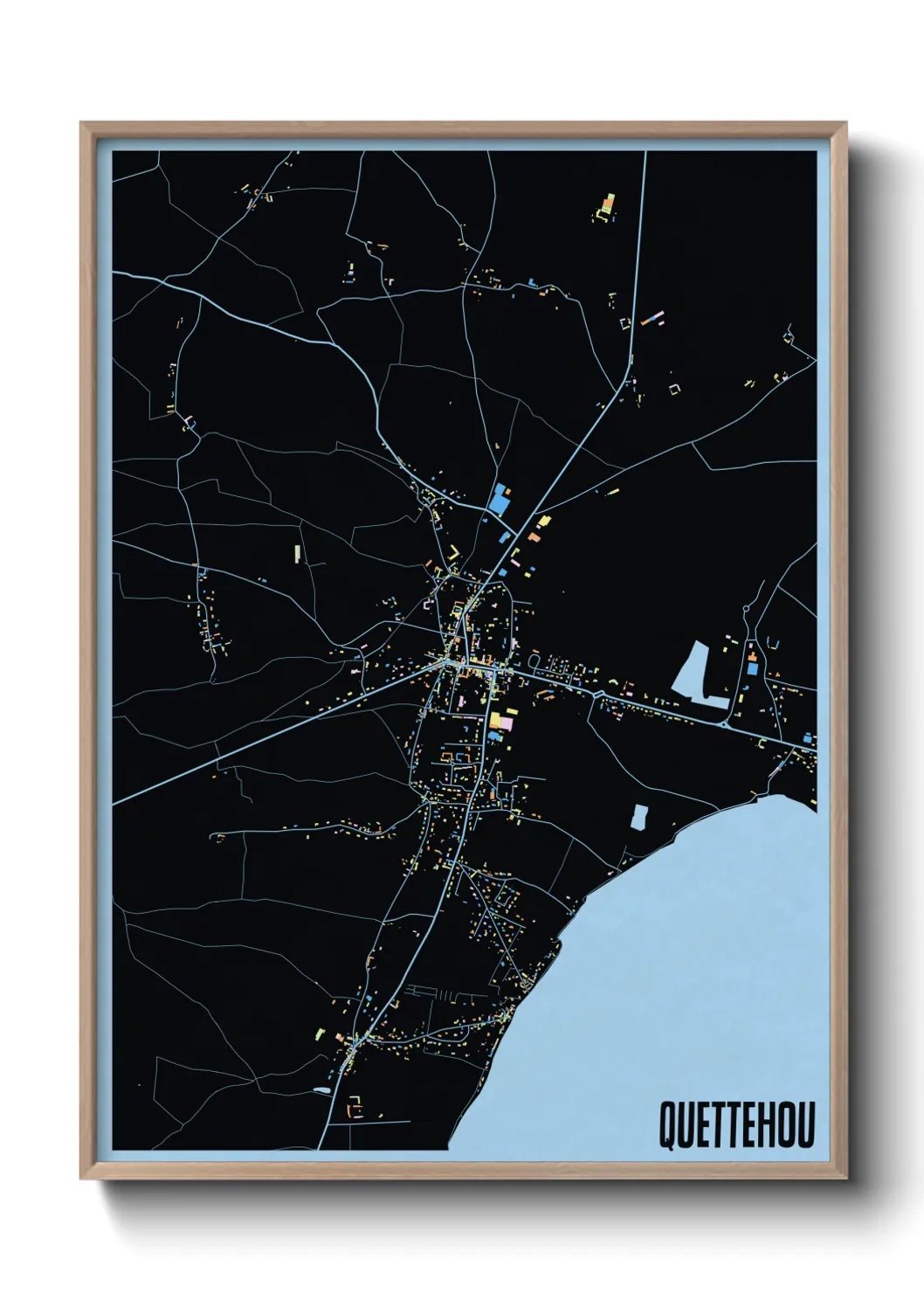 Une affiche de carte sur Quettehou