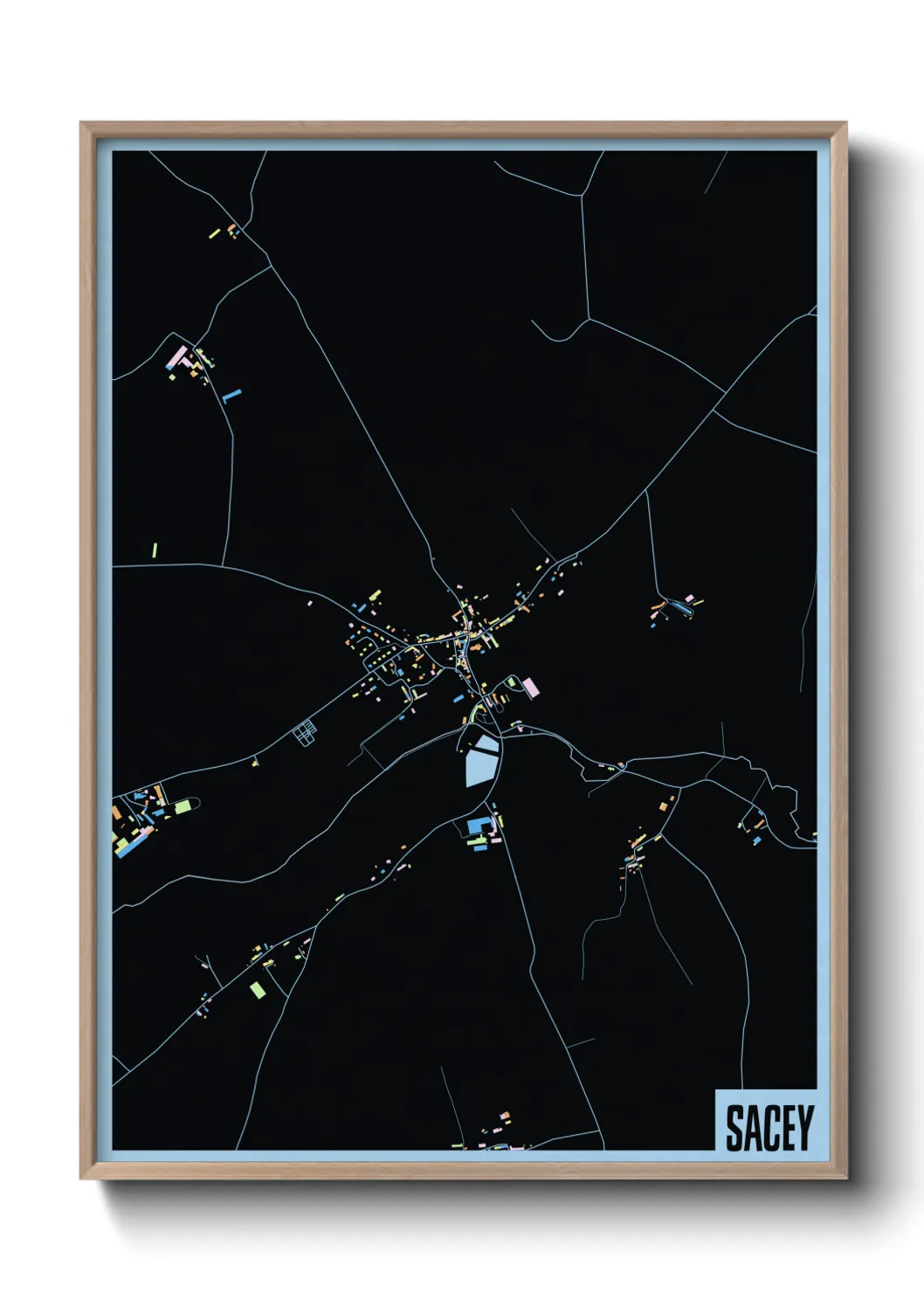 Une affiche de carte sur Sacey