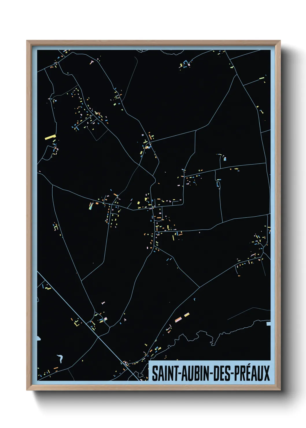 Une affiche de carte sur Saint-Aubin-des-Préaux