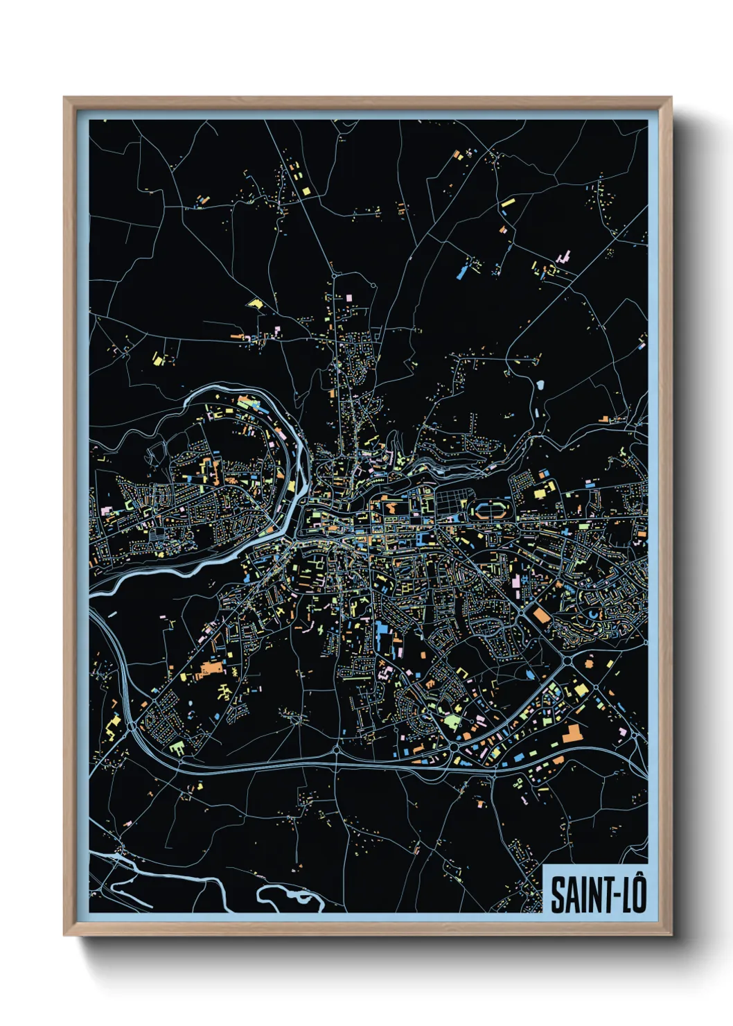 Une affiche de carte sur Saint-Lô