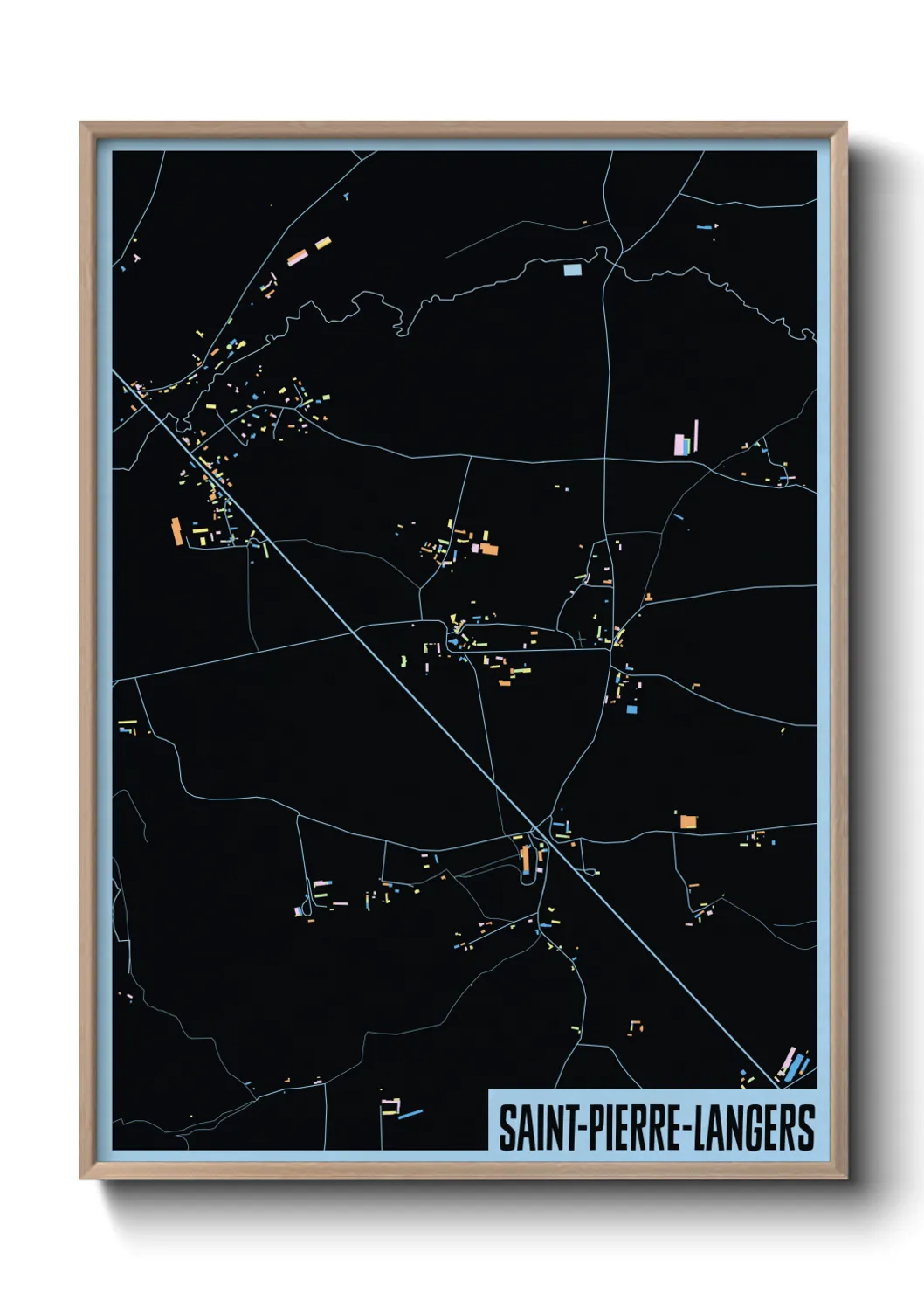 Une affiche de carte sur Saint-Pierre-Langers