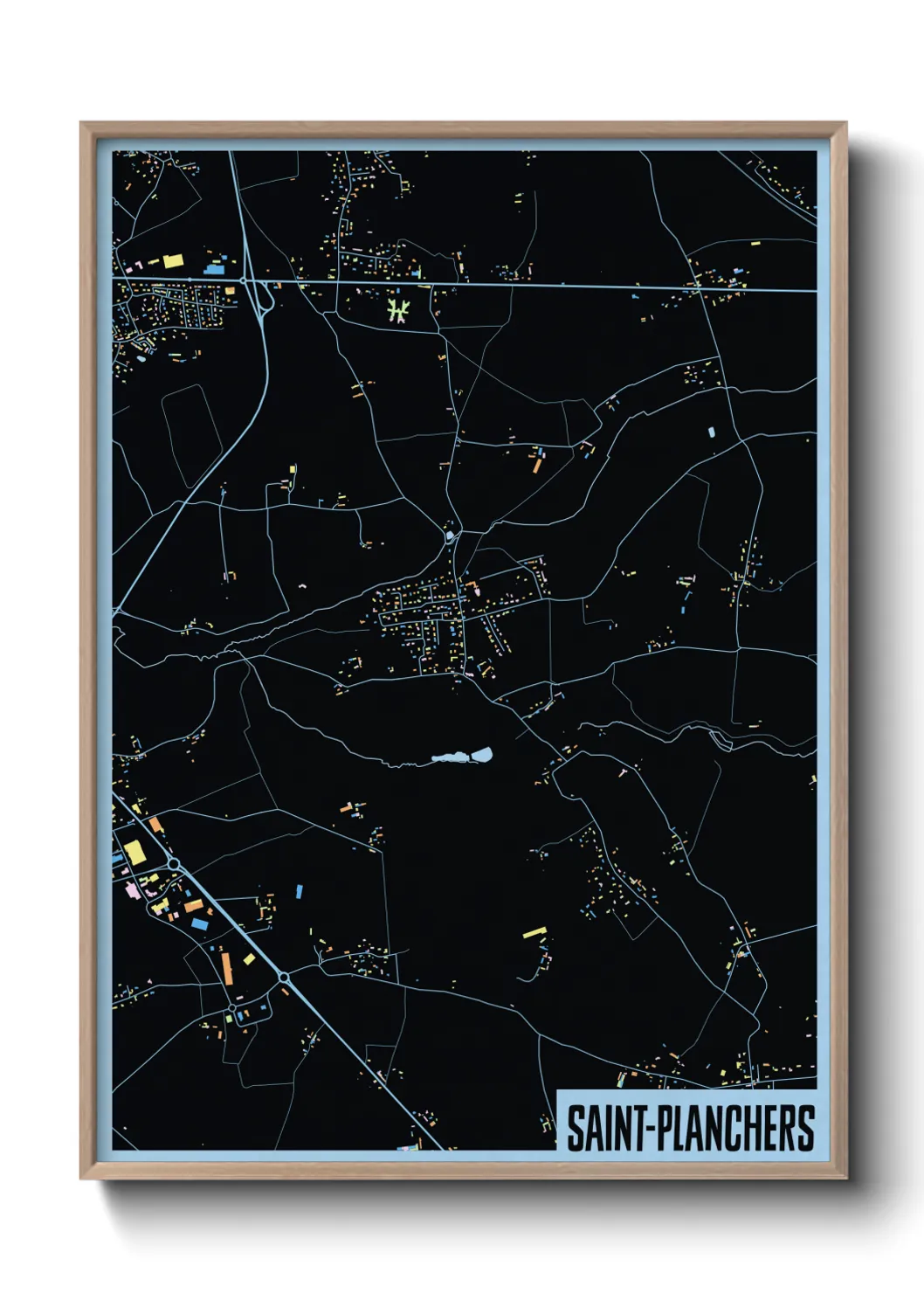 Une affiche de carte sur Saint-Planchers