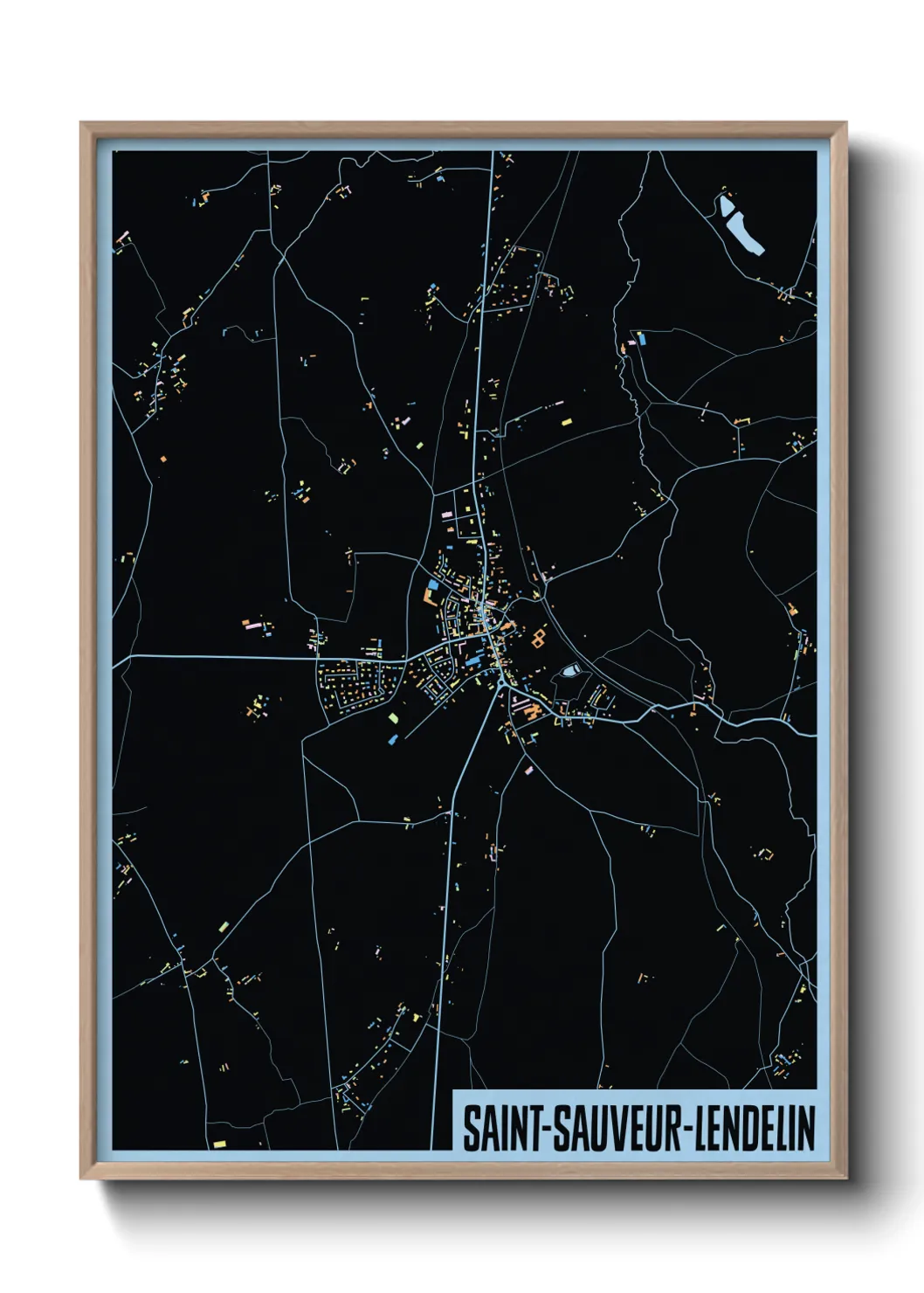 Une affiche de carte sur Saint-Sauveur-Lendelin