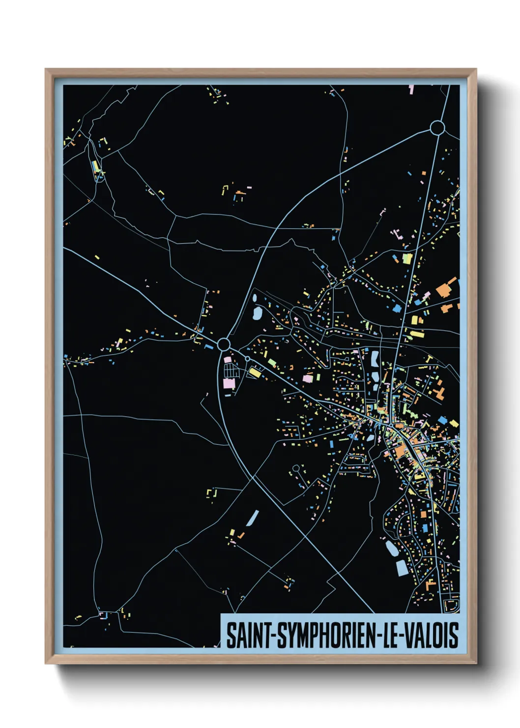 Une affiche de carte sur Saint-Symphorien-le-Valois