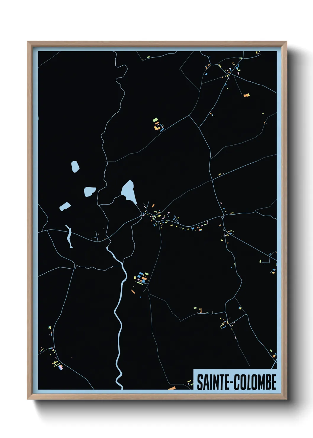 Une affiche de carte sur Sainte-Colombe