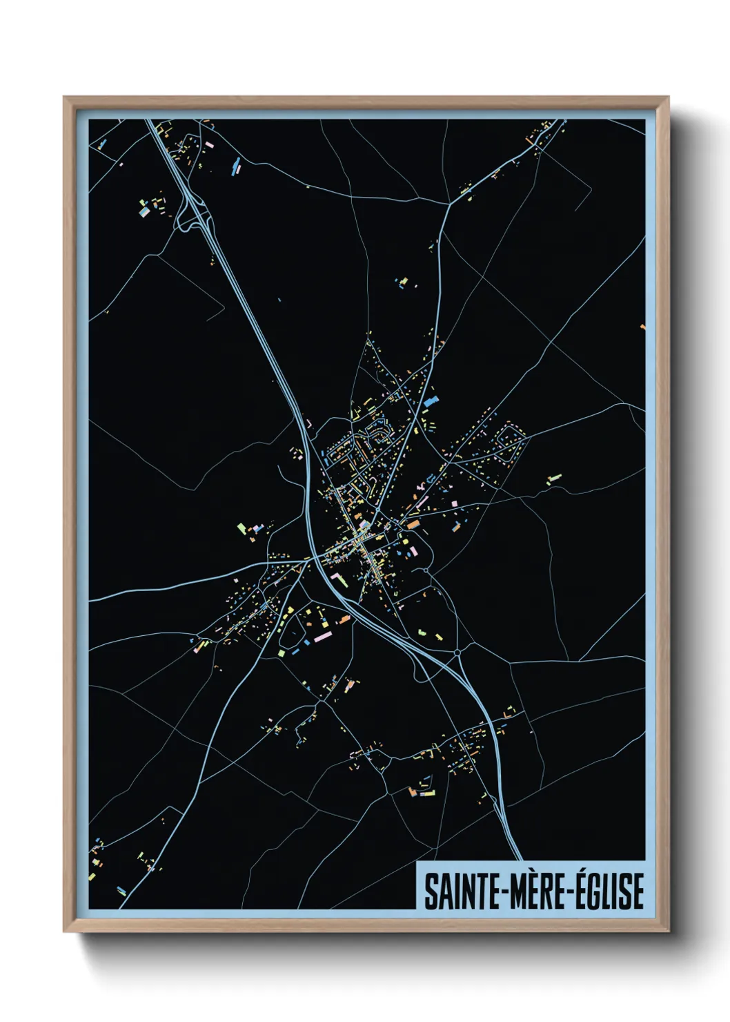 Une affiche de carte sur Sainte-Mère-Église