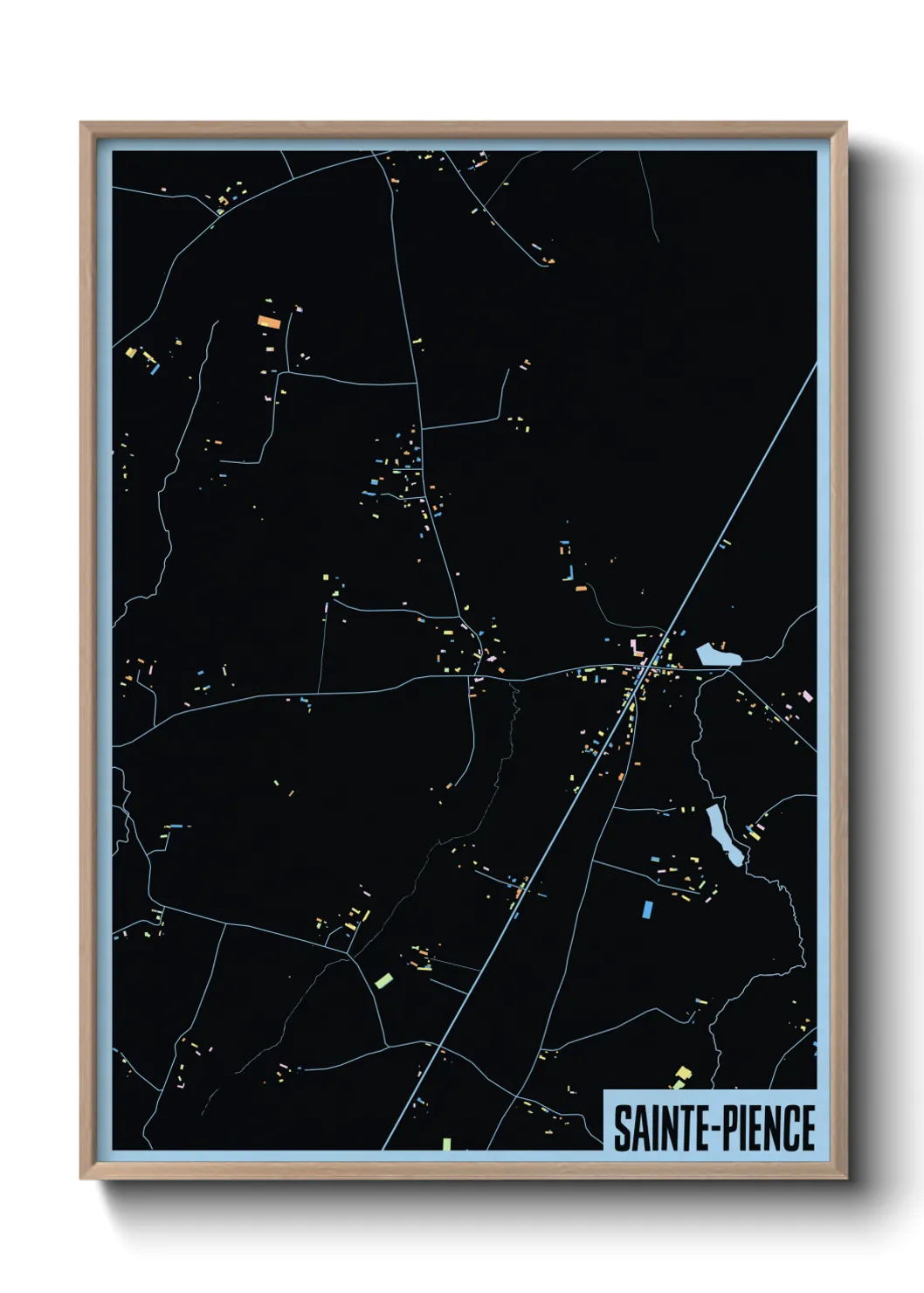 Une affiche de carte sur Sainte-Pience