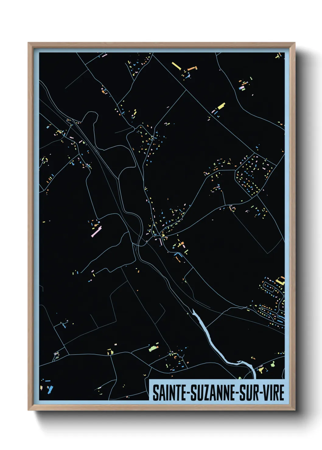 Une affiche de carte sur Sainte-Suzanne-sur-Vire