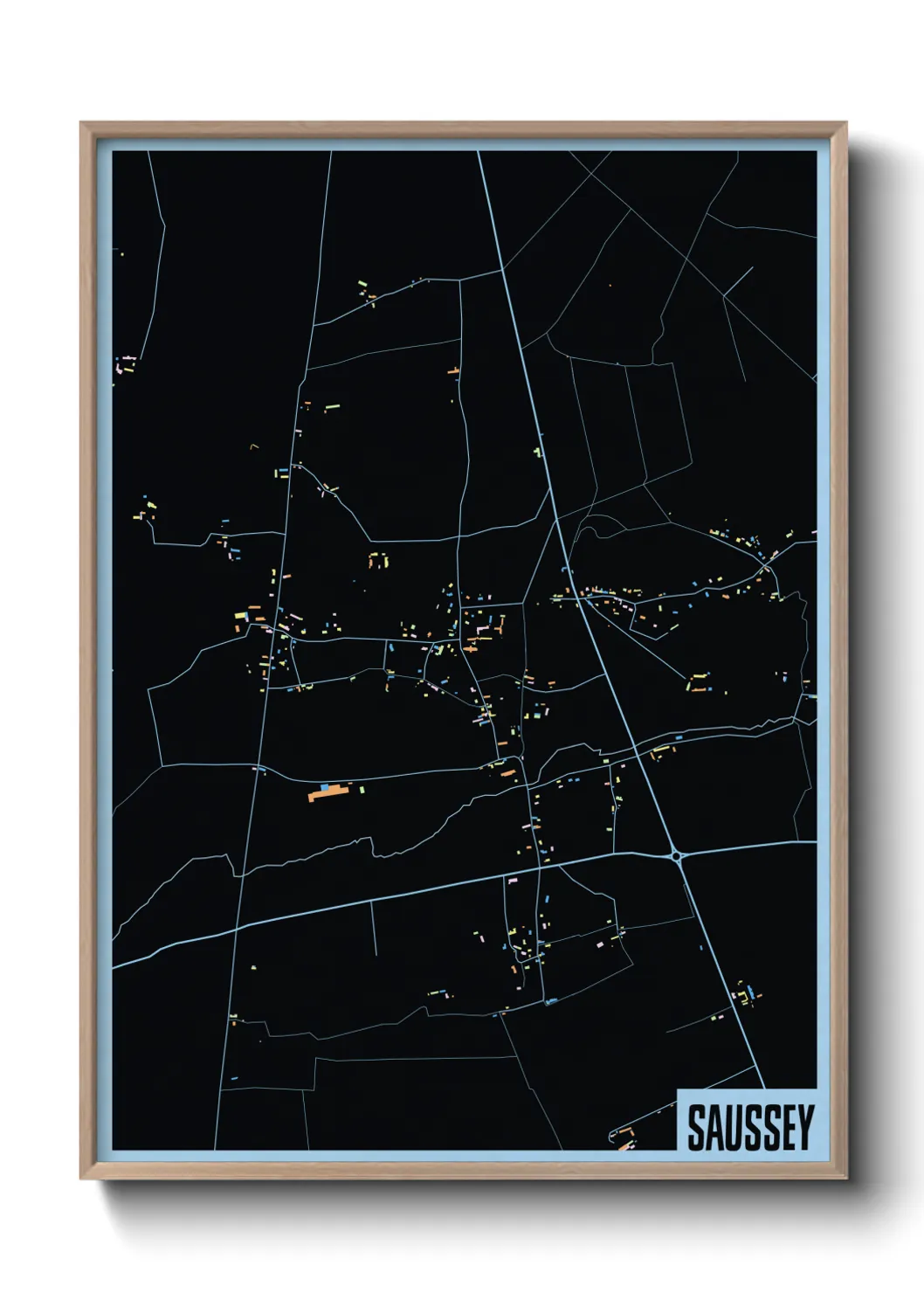 Une affiche de carte sur Saussey