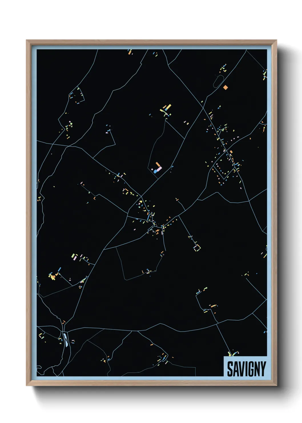 Une affiche de carte sur Savigny