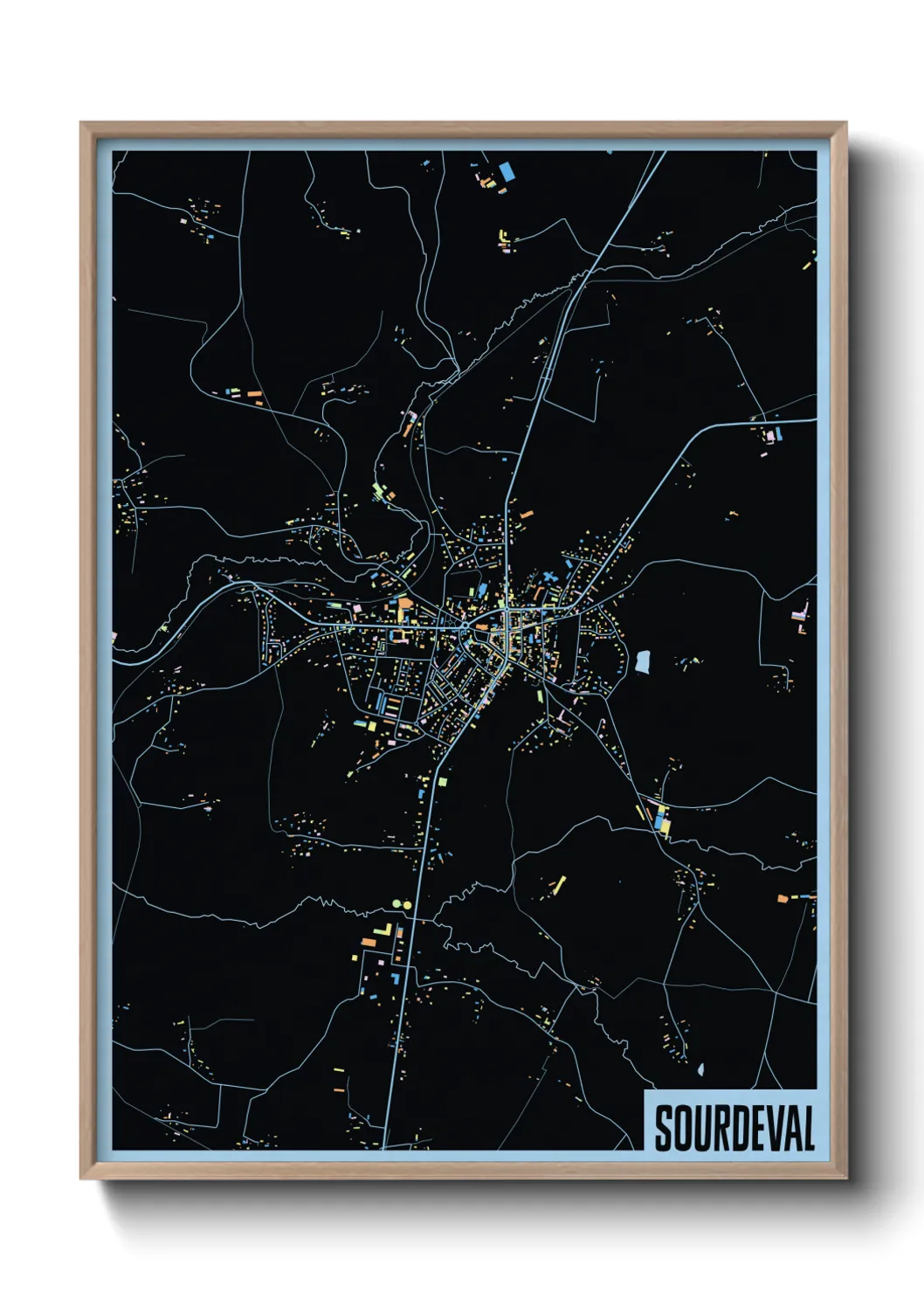 Une affiche de carte sur Sourdeval