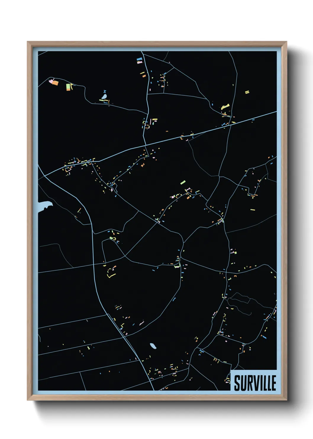 Une affiche de carte sur Surville