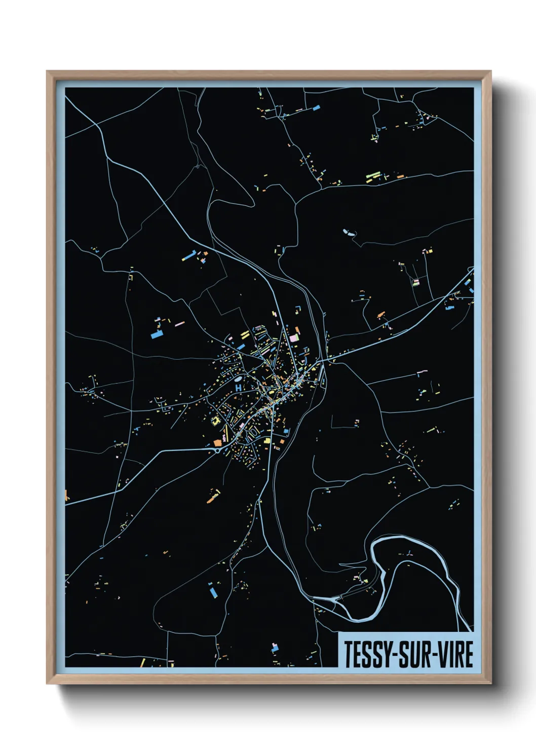 Une affiche de carte sur Tessy-sur-Vire