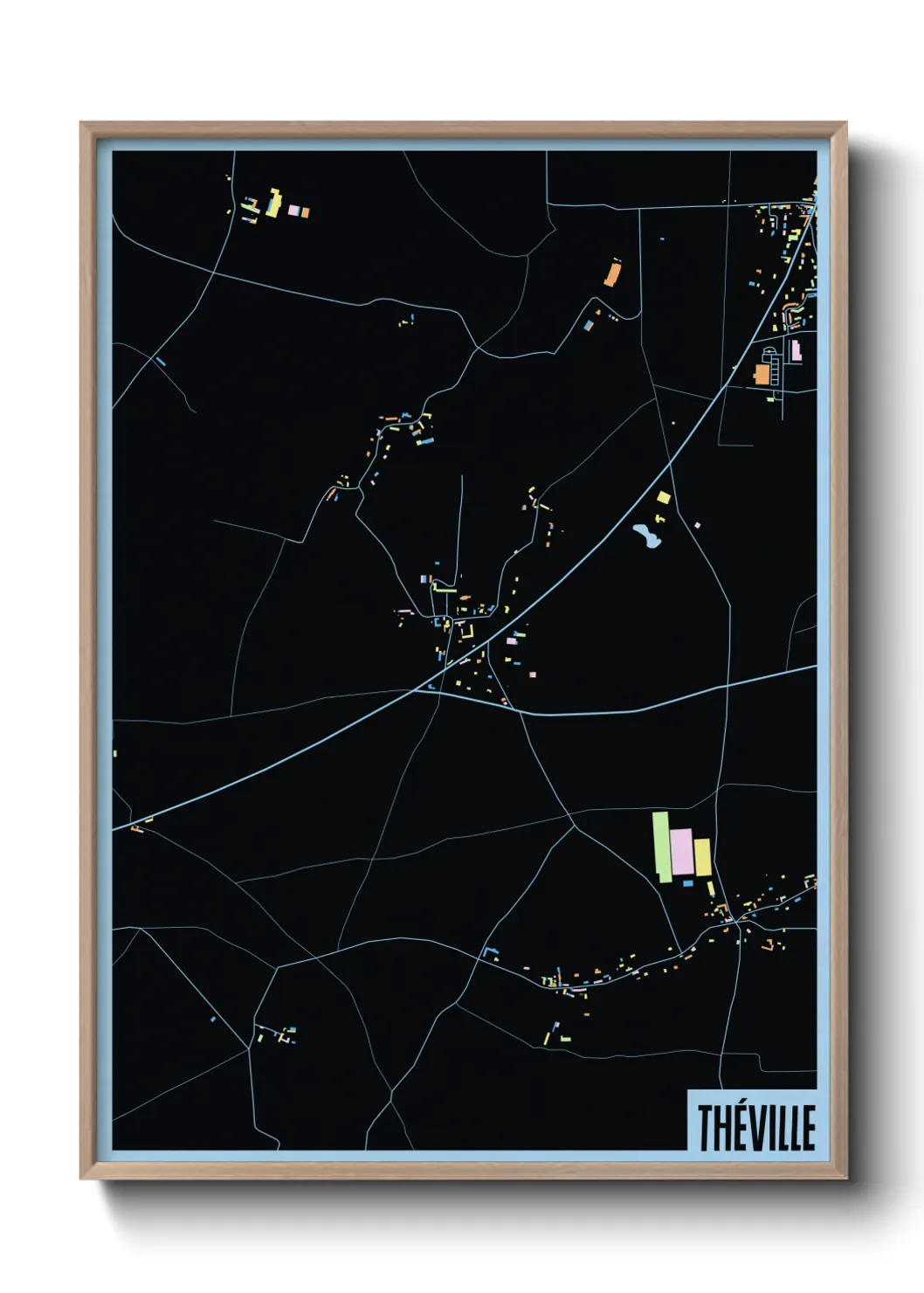 Une affiche de carte sur Théville