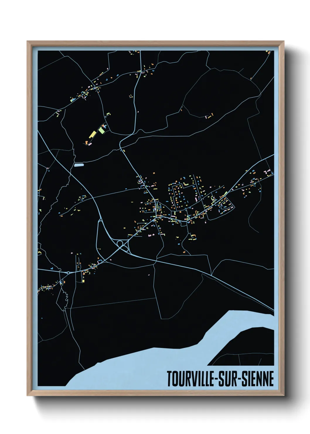 Une affiche de carte sur Tourville-sur-Sienne