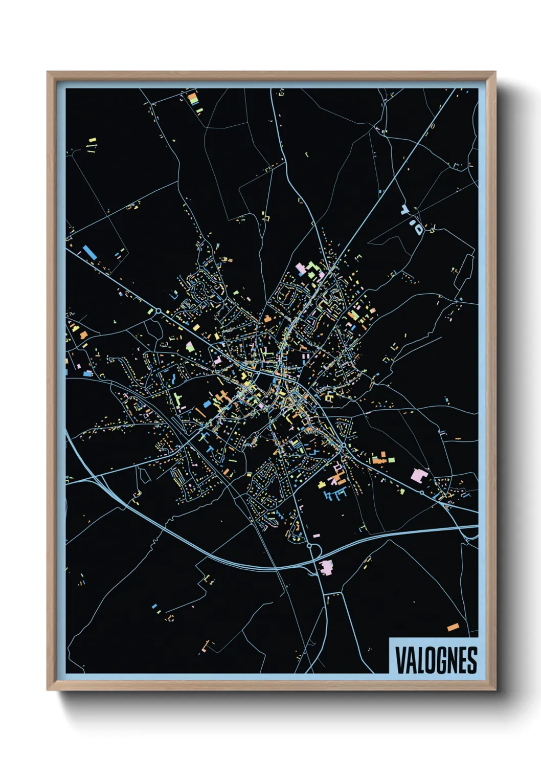 Une affiche de carte sur Valognes