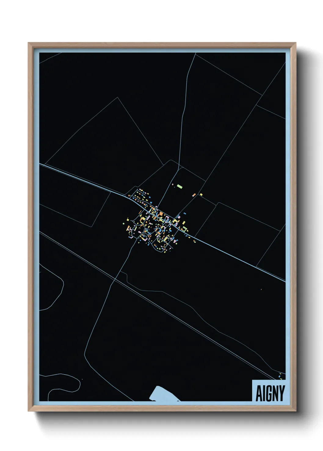 Une affiche de carte sur Aigny