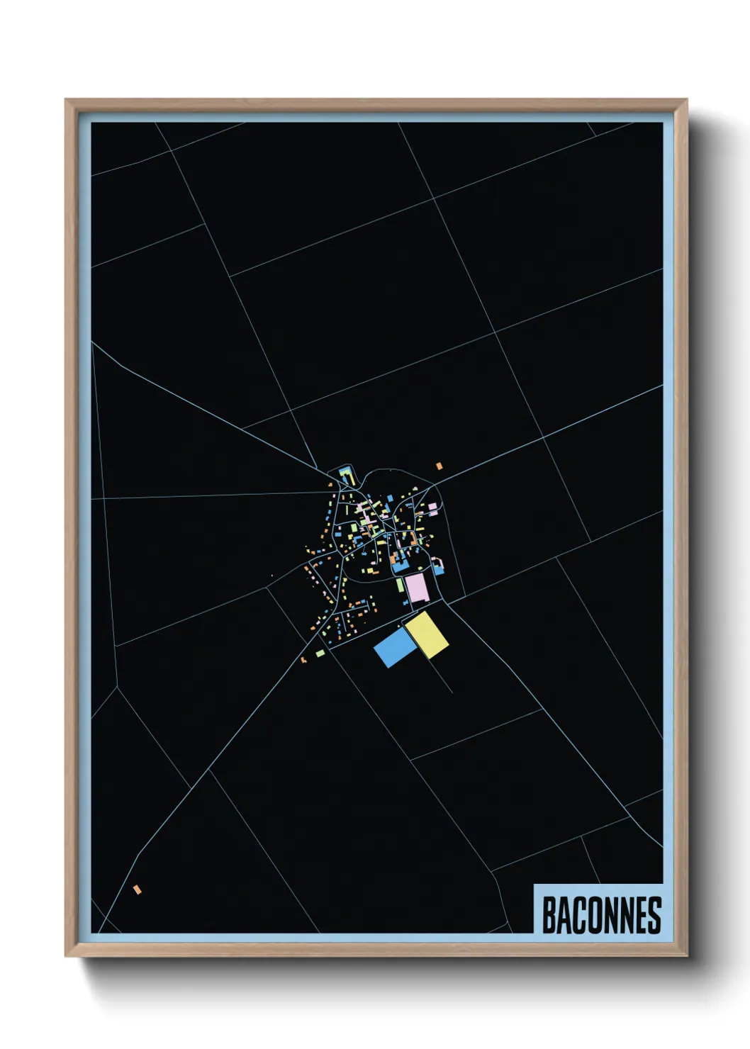 Une affiche de carte sur Baconnes