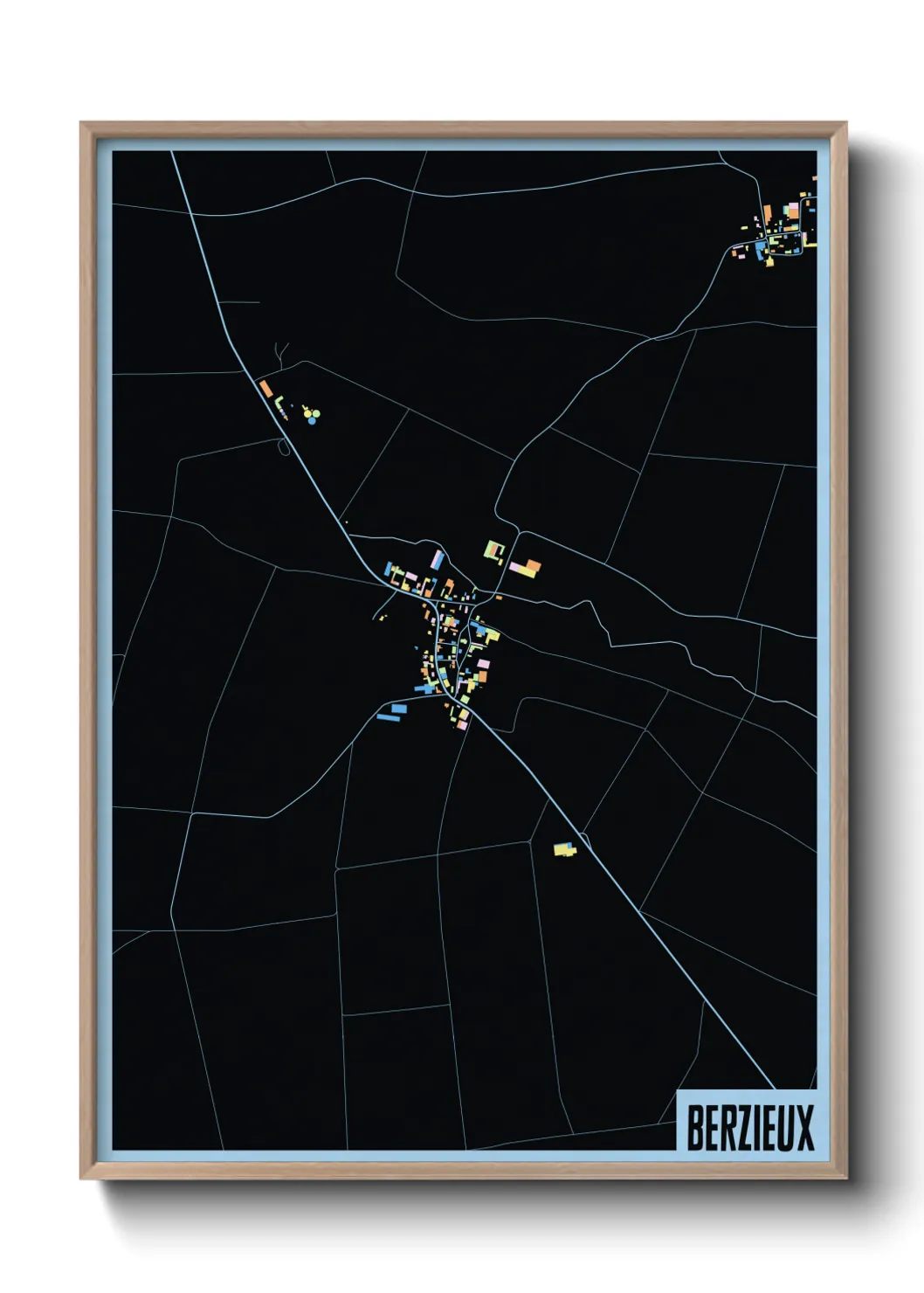 Une affiche de carte sur Berzieux