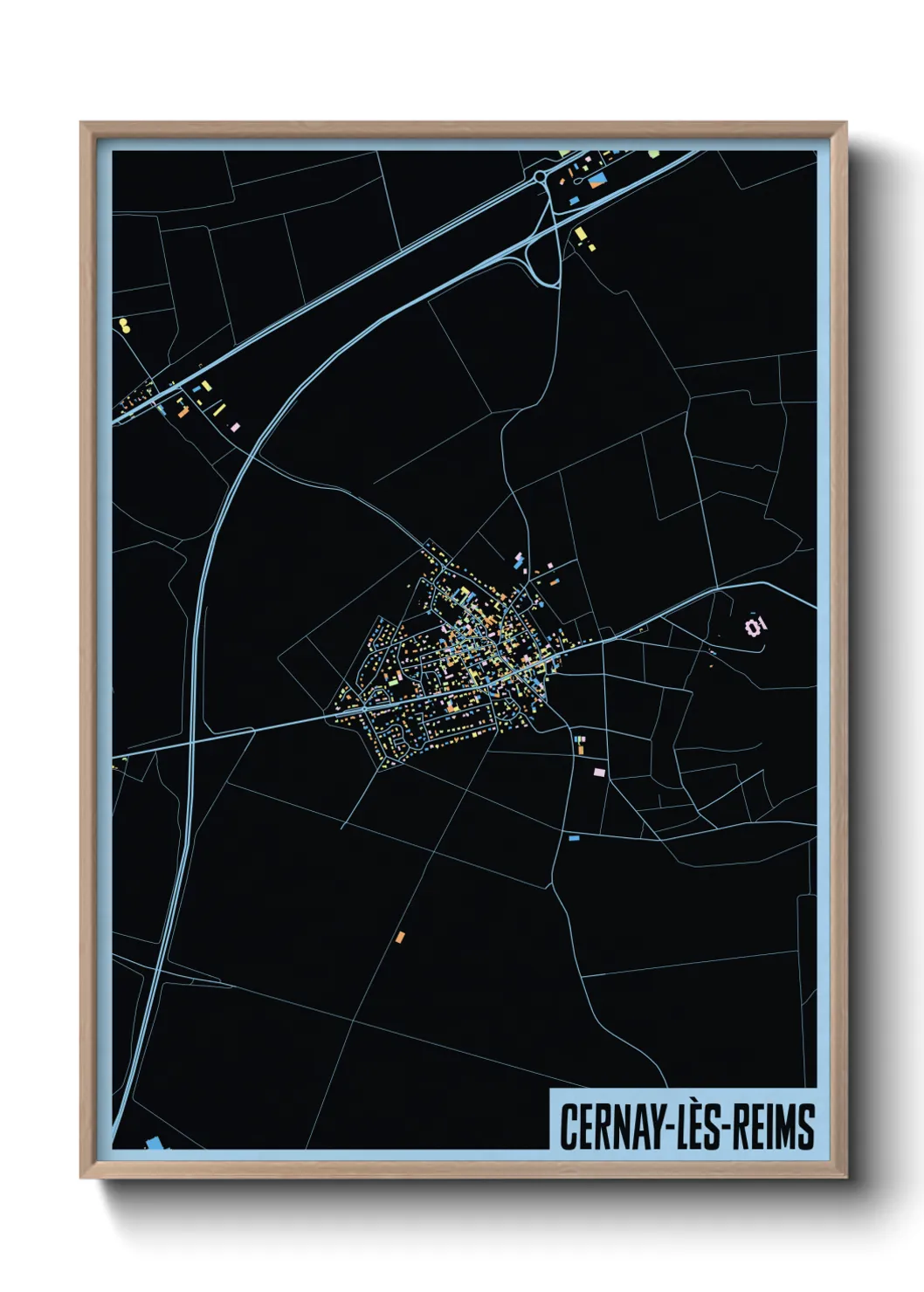 Une affiche de carte sur Cernay-lès-Reims