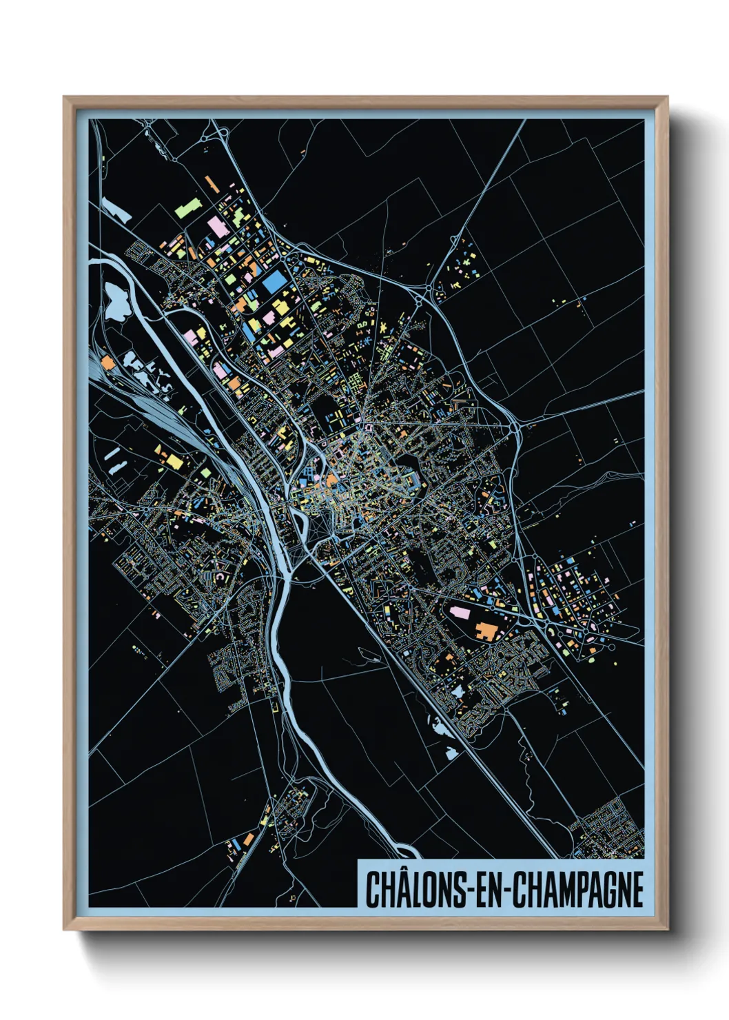 Une affiche de carte sur Châlons-en-Champagne