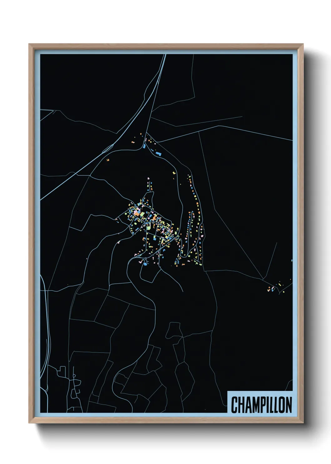 Une affiche de carte sur Champillon