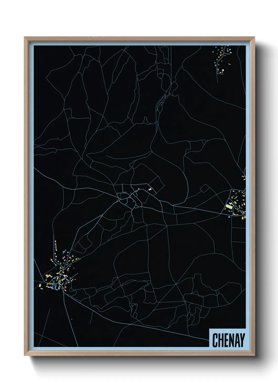 Une affiche de carte sur Chenay